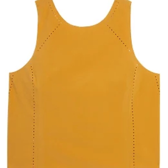 Athleta Terra Crop Laser Cut Tank Top Sleeveless Shirt Gold Wheat Size Small 677 - Picture 4 of 11